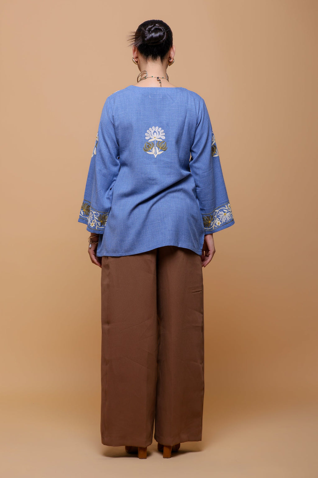 Denim Cotton  Kashmiri Aari Jacket