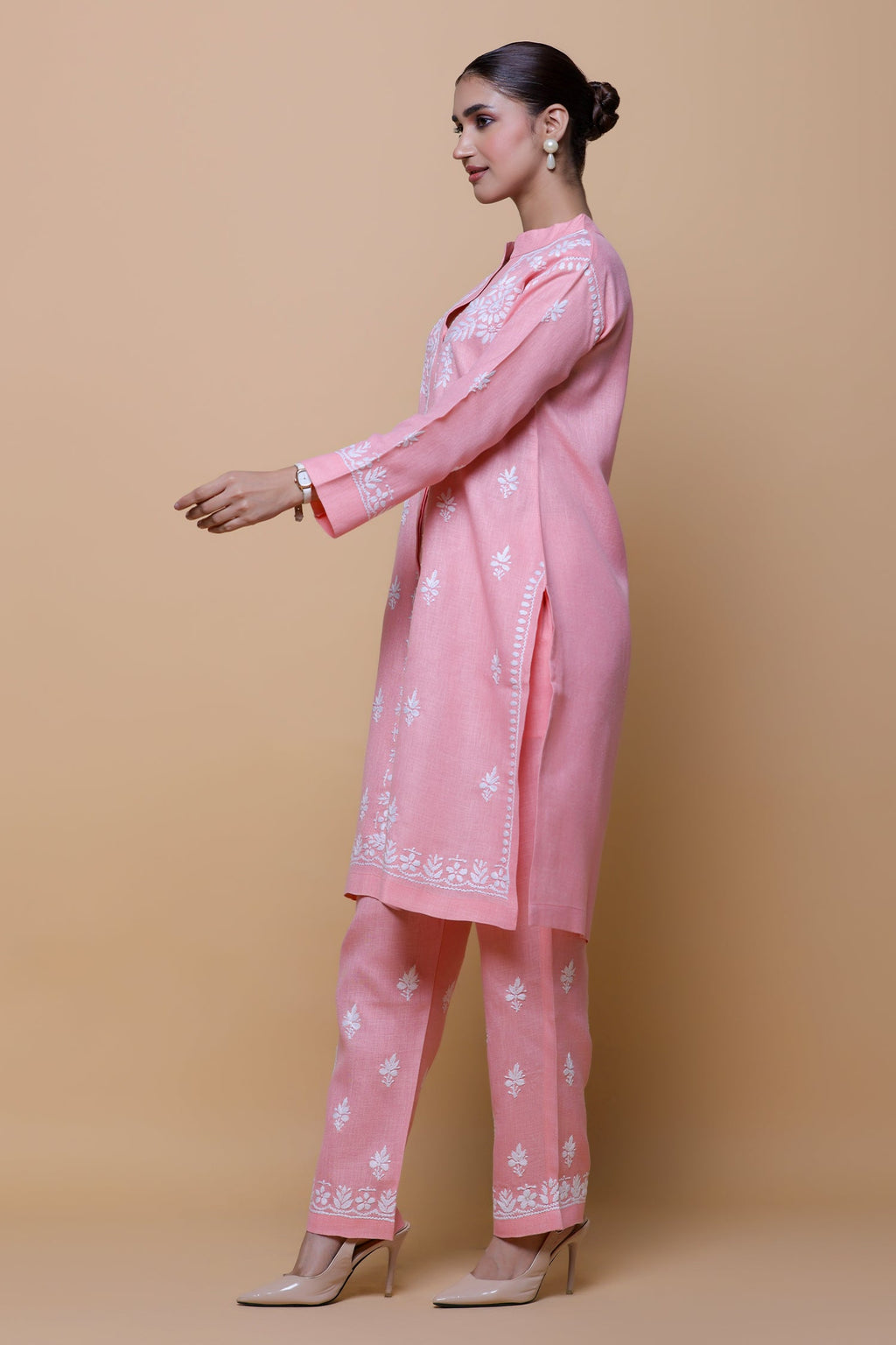 Cotton Chikankari Kurta Set - Pink