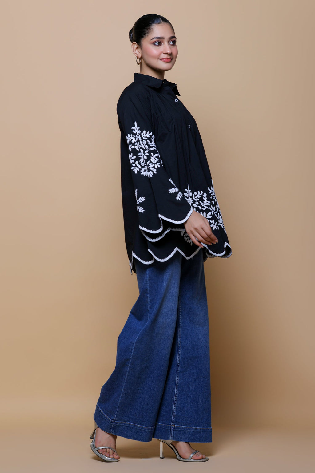 Cotton Chikankari Shirt - Black