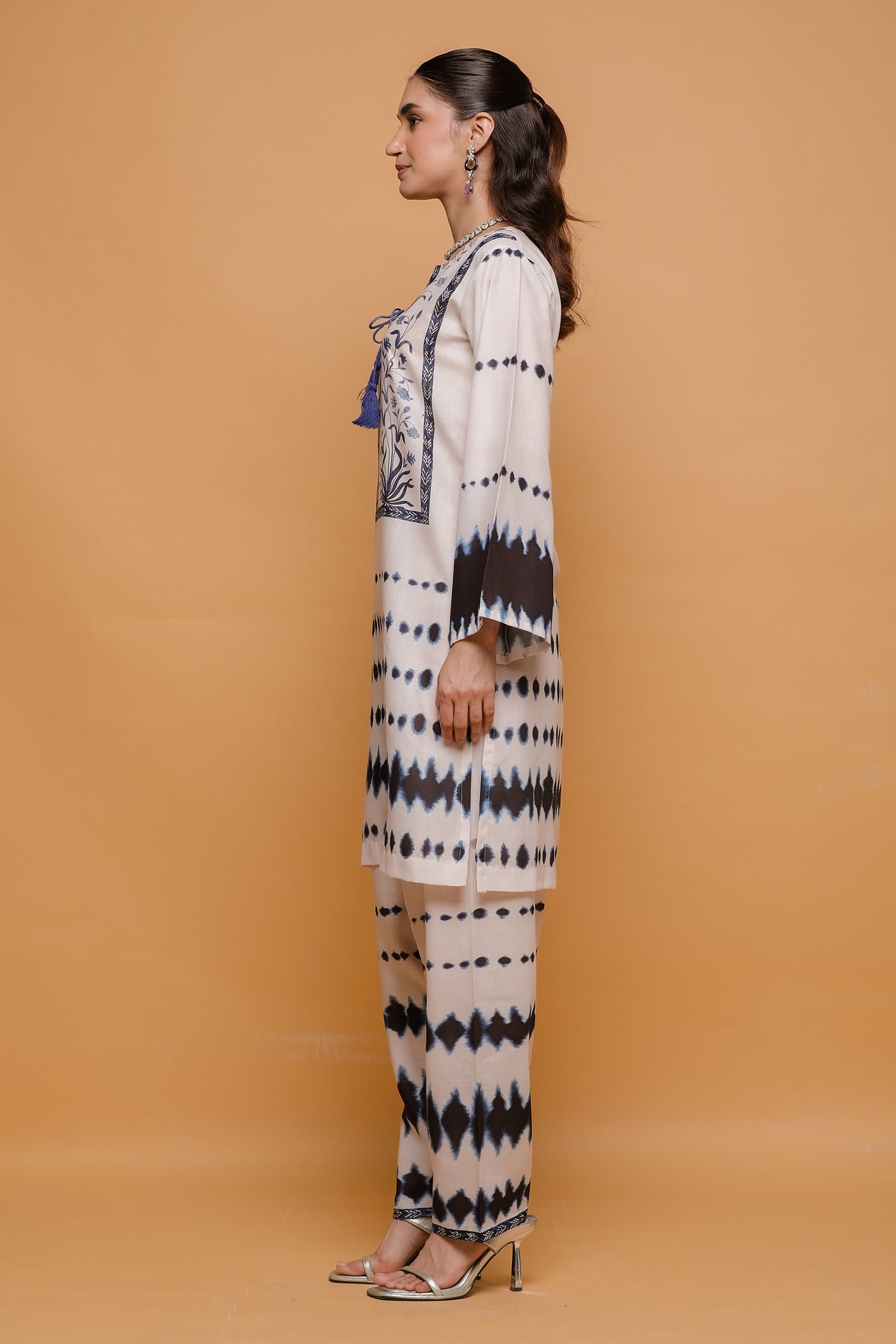 Ivory & Indigo Printed Lawn Cotton Co-ord Set with Straight Pants