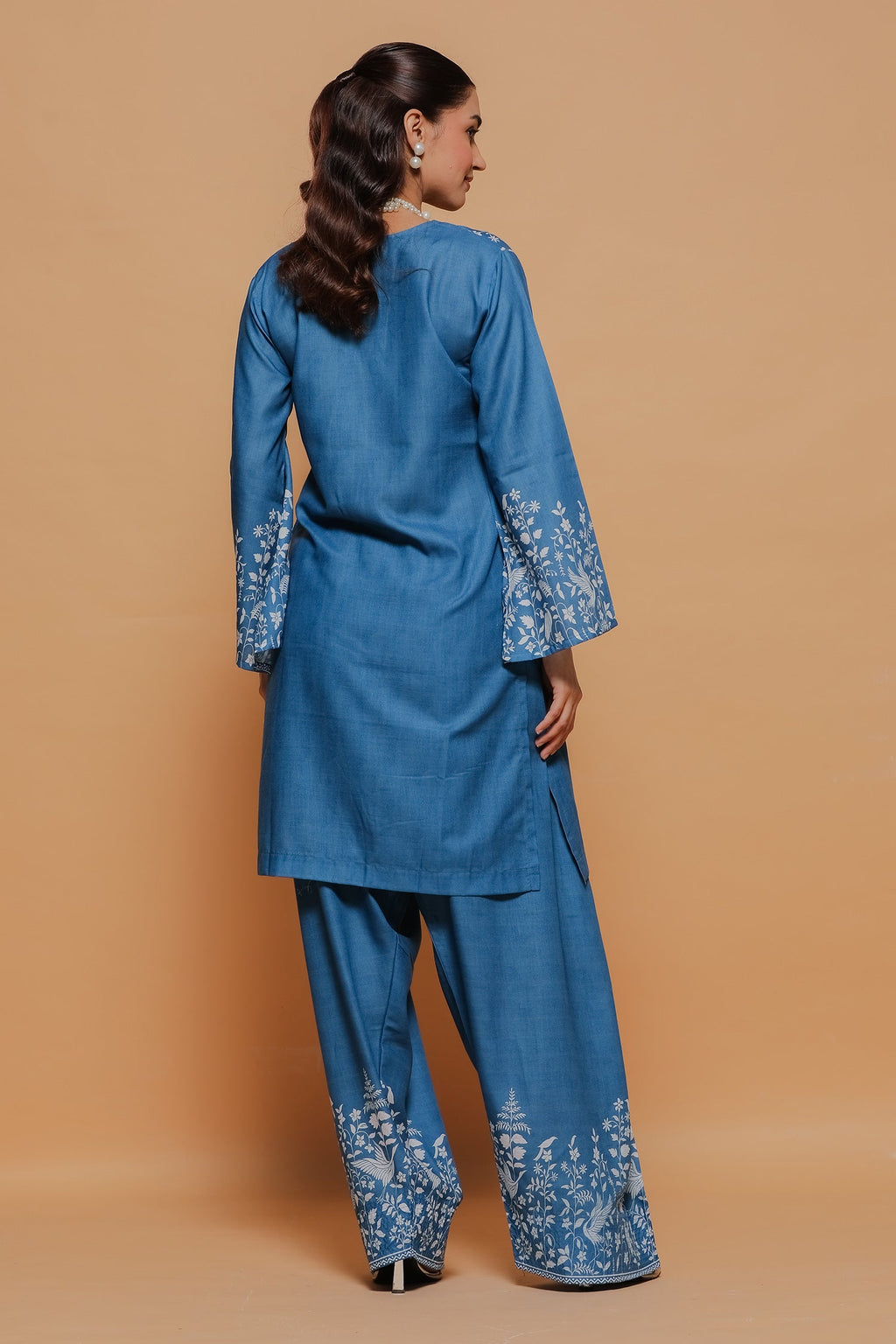 Priyanka x HOK in Indigo Blue Printed Lawn Cotton Co-ord Set with Farsi Pants