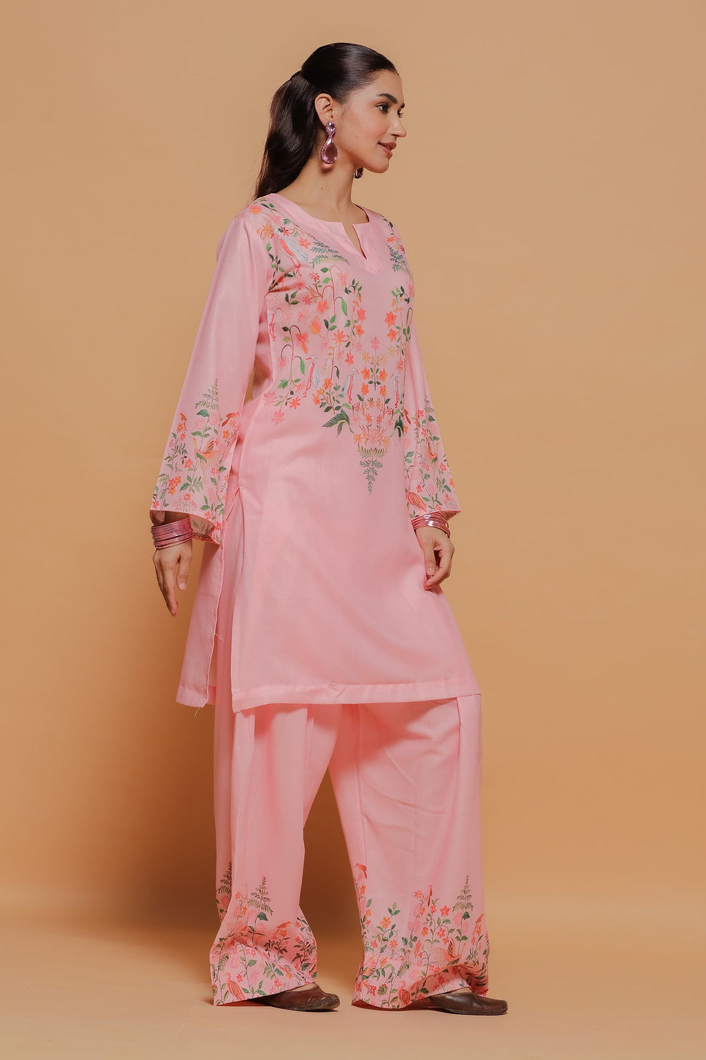 Mitali In Blush Pink Printed Lawn Cotton Co-ord Set with Farsi Pants