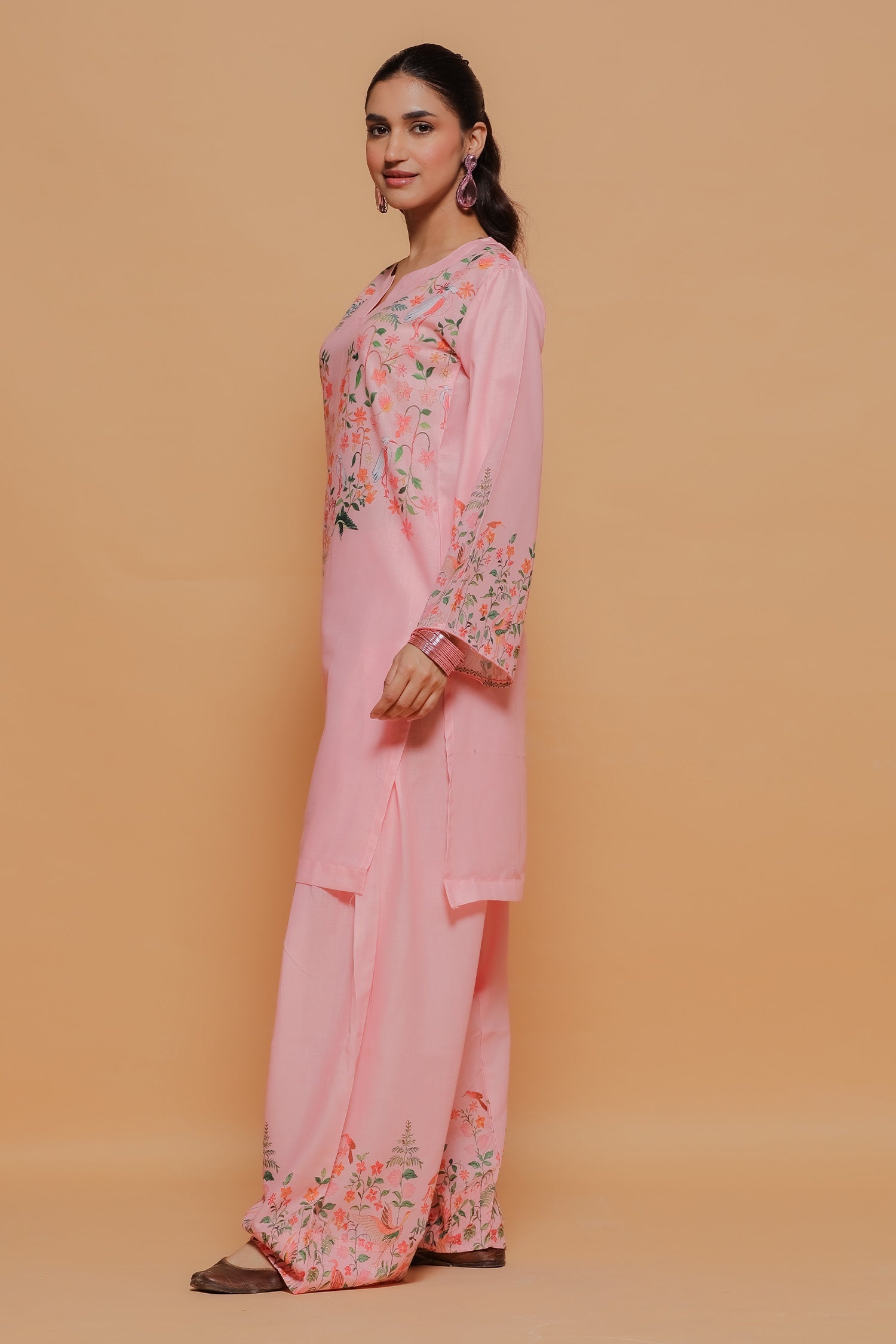 Mitali In Blush Pink Printed Lawn Cotton Co-ord Set with Farsi Pants