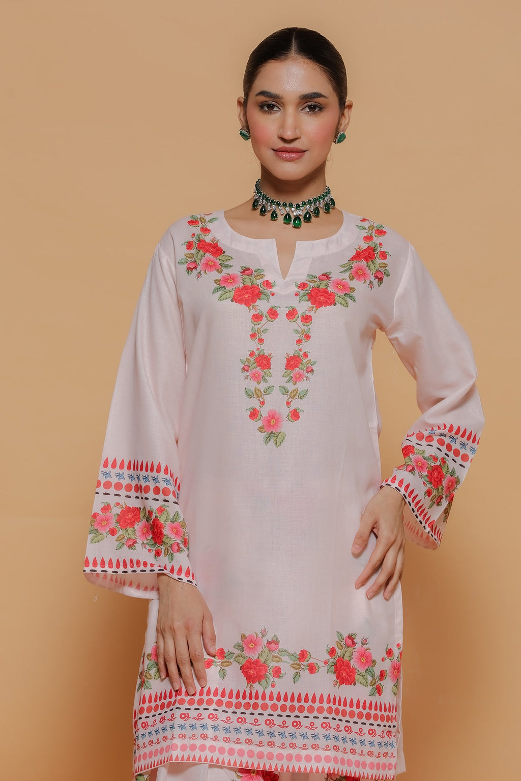 Priyanka x HOK in Blush Pink Floral Printed Lawn Cotton Co-ord Set with Farsi Pants