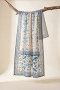 Printed Organza Dupatta in Off white with blue
