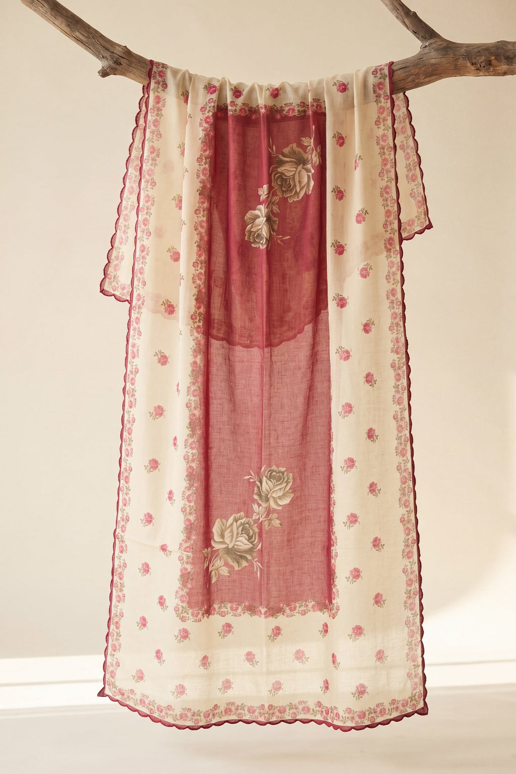 Sonali X Red Printed Lawn Cotton Co-ord Set with Farsi Pants
