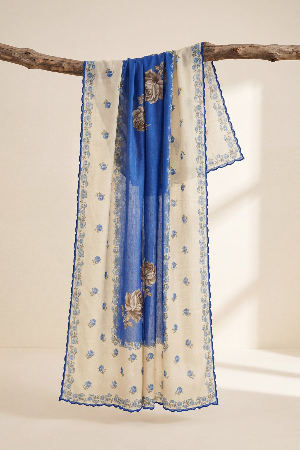 Plus Size - Blue Printed Lawn Cotton Co-ord Set with Farsi Pants