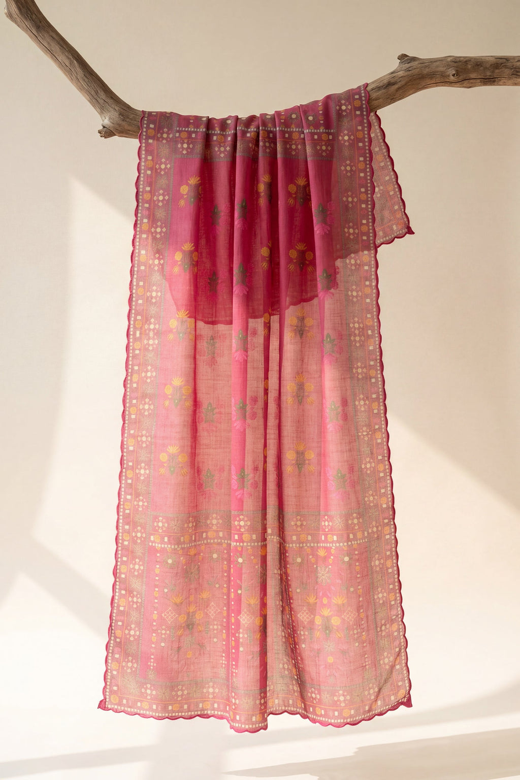 Plus Size - Raspberry Pink Printed Lawn Cotton Co-ord Set with Farsi Pants