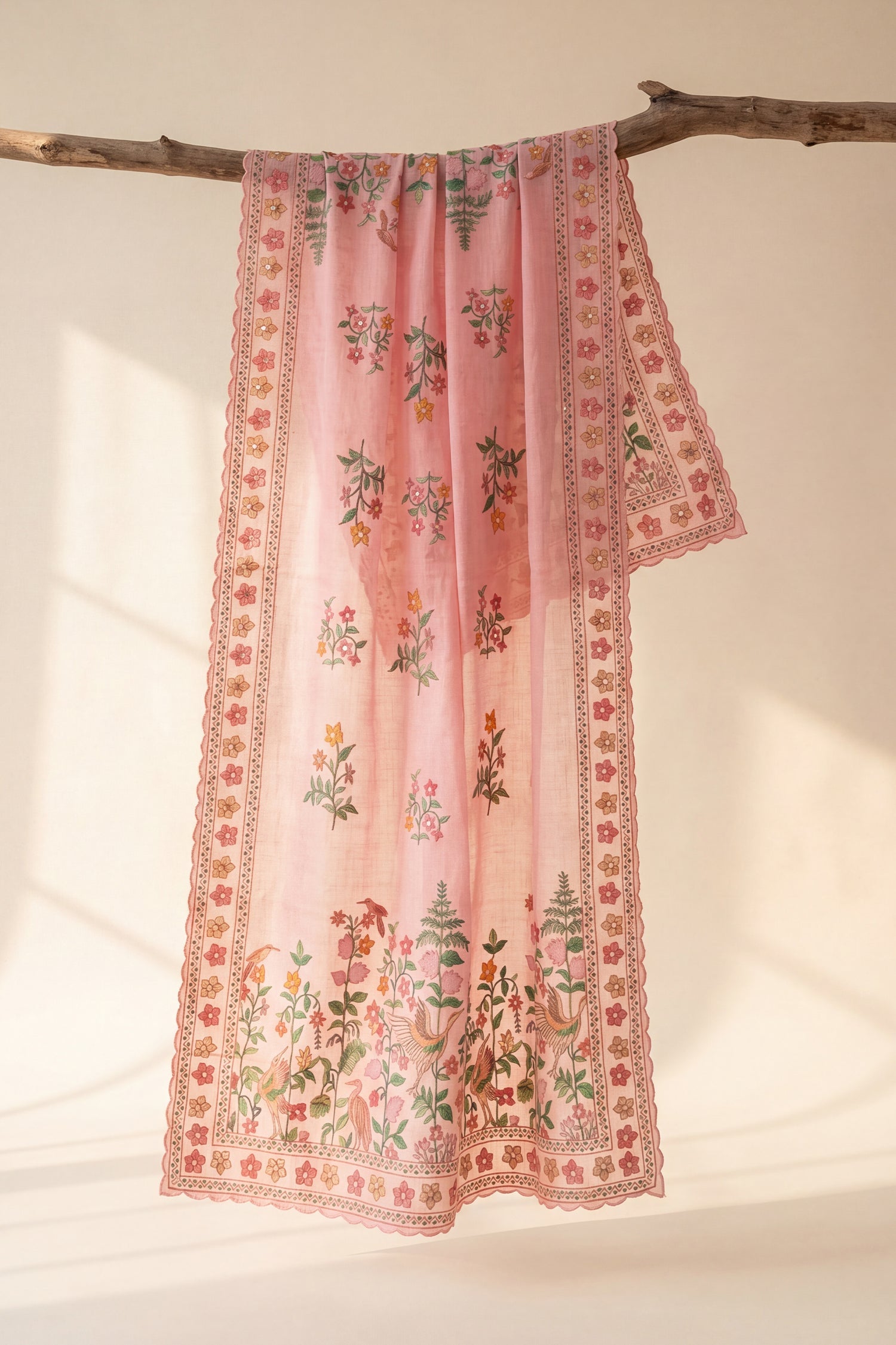 Blush Pink Printed Lawn Cotton Co-ord Set with Farsi Pants