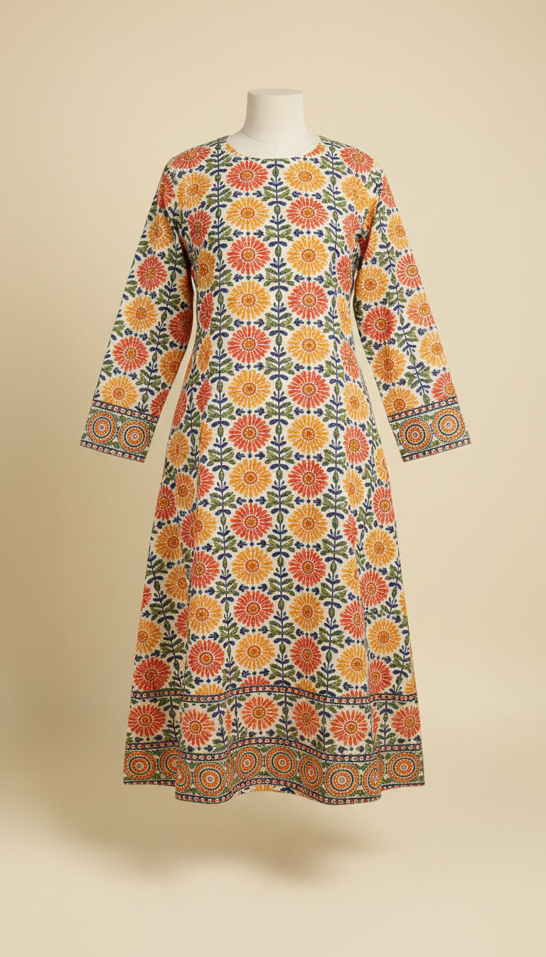 Marigold Mosaic A-line Kurti