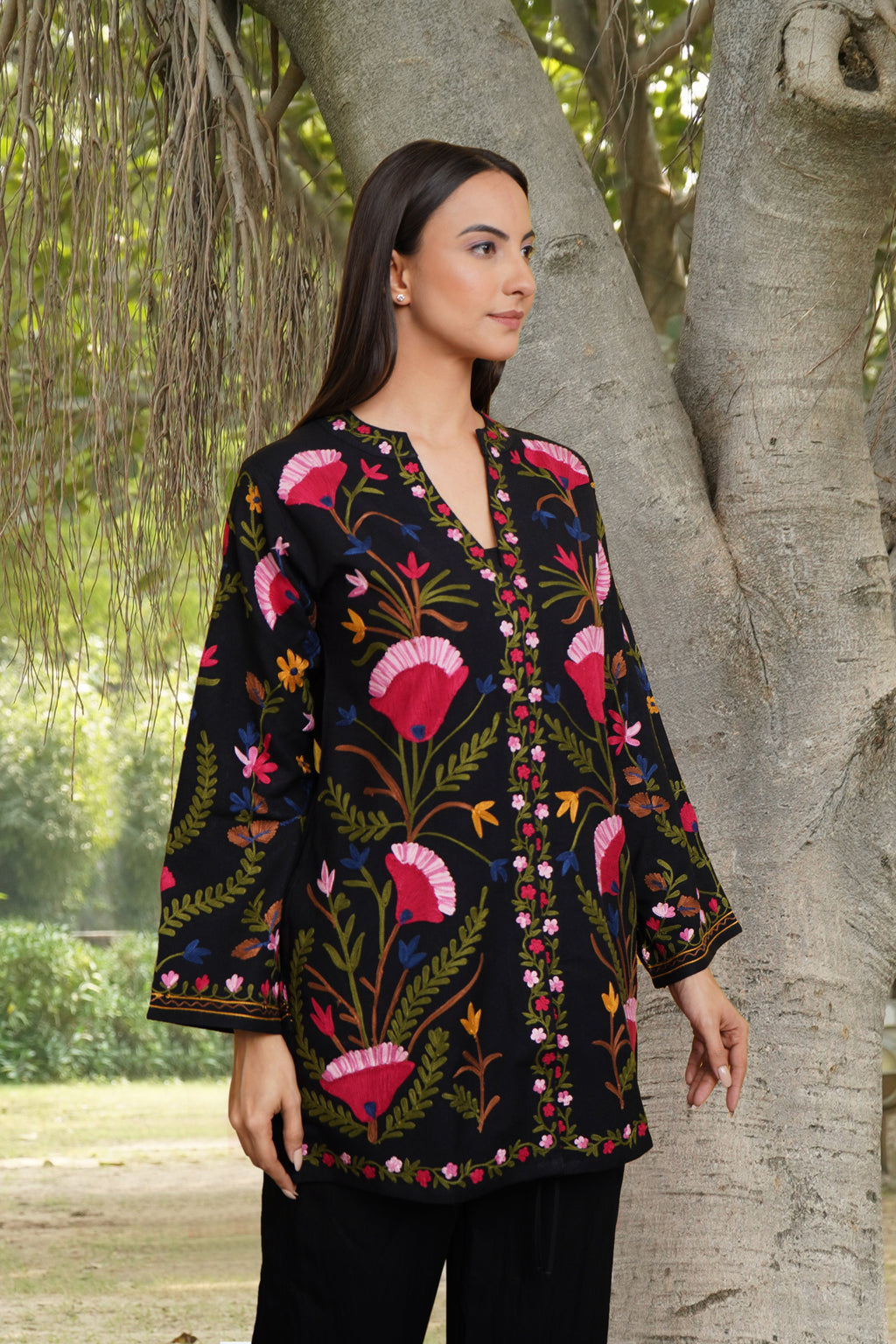 Woollen Shirt Jacket in Black