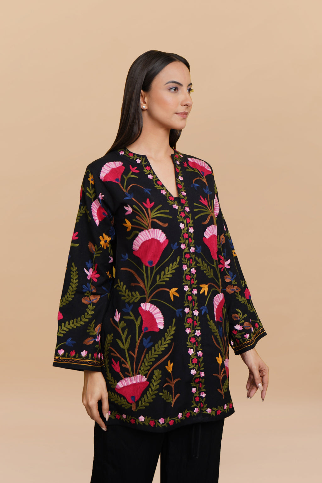Woollen Shirt Jacket in Black