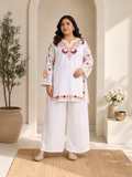 Plus Size - Falak Kashmiri Short Kurta - White