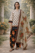 Printed Organza Dupatta - Ivory