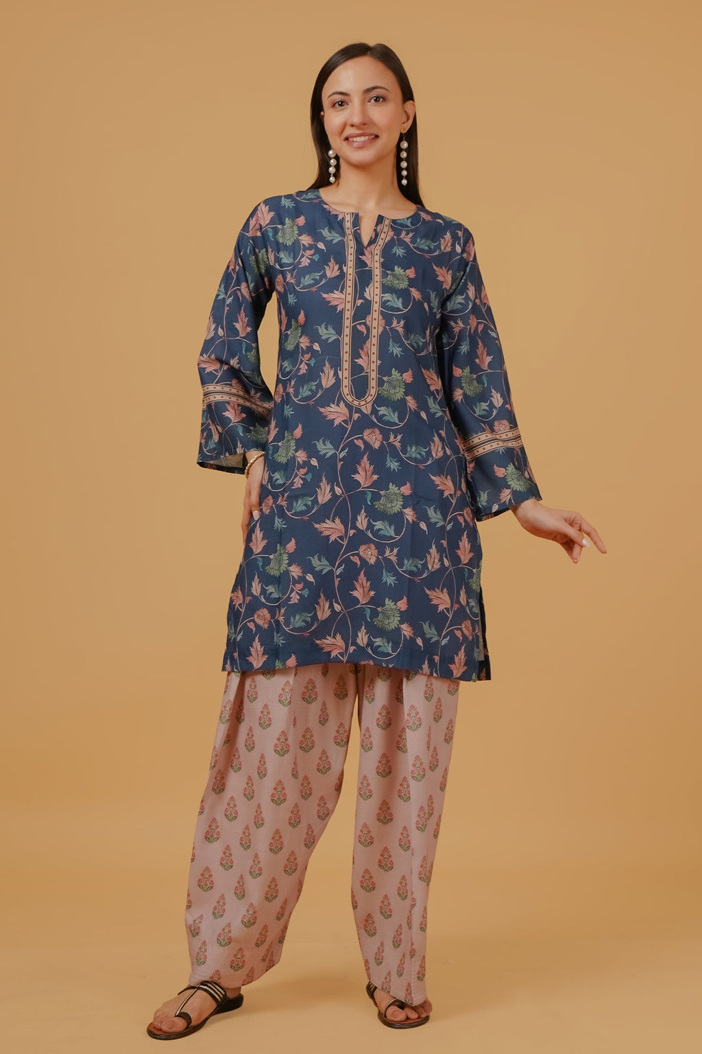 Teal Floral Printed  Lawn Cotton Co-ord Set