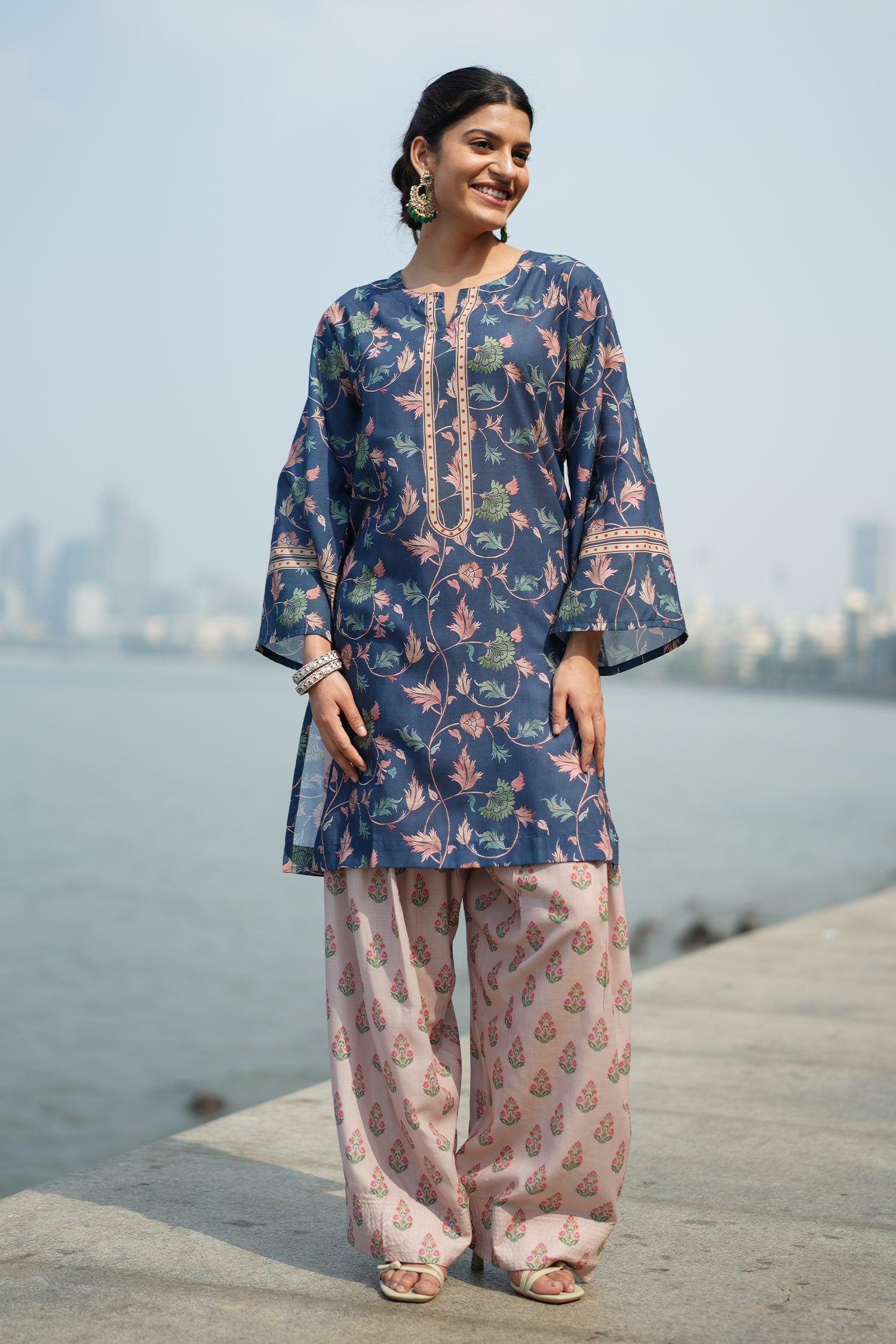 Printed Organza Dupatta - Teal