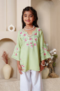 Chikankari Rayon Cotton Kids Kurta- Pista Green