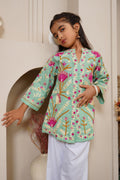 Kashmiri Aari Cotton Jacket for Kids - Pista Green