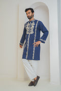 Cotton Arri Work Kurta for Men – Blue