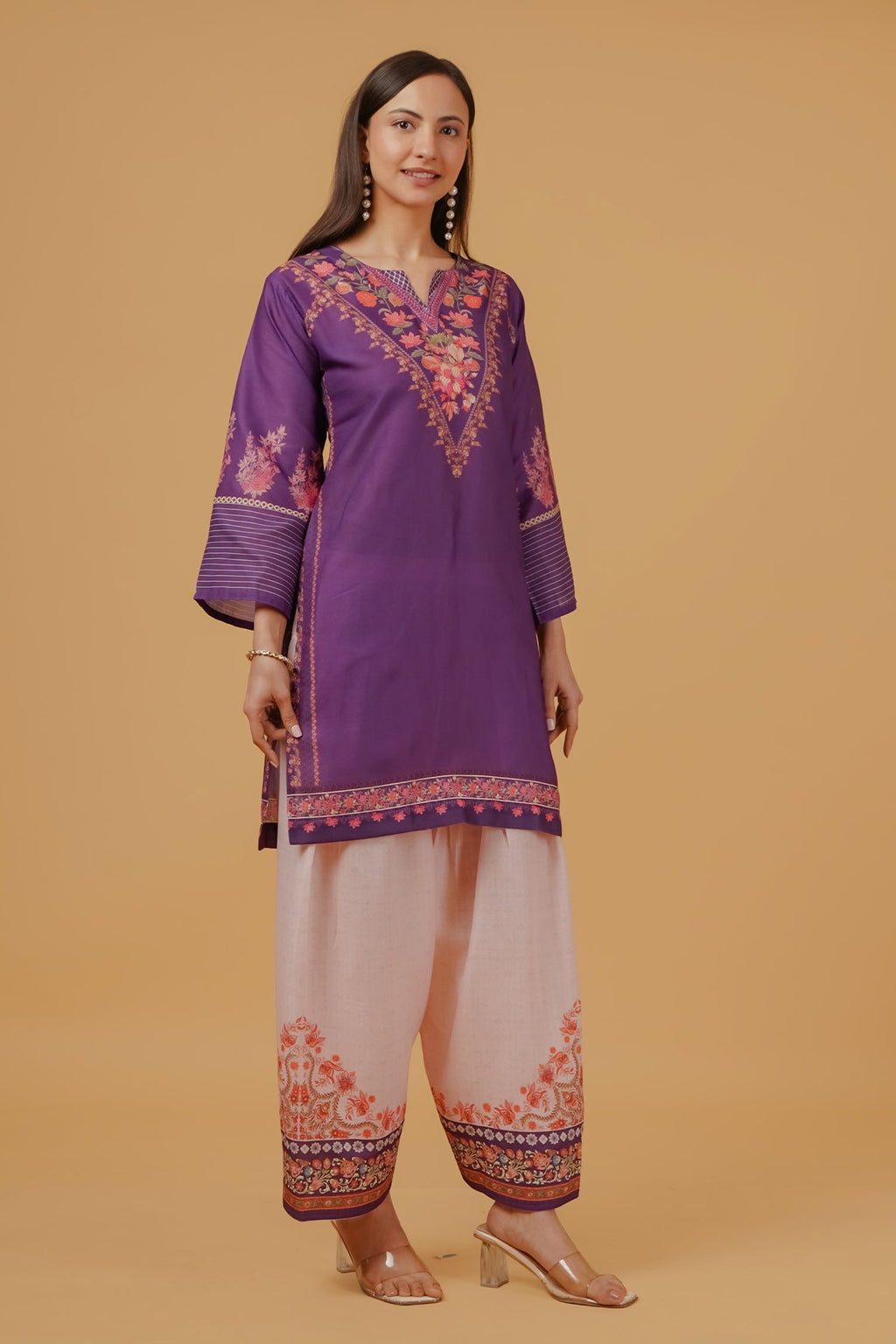 Purple Floral Printed  Lawn Cotton Co-ord Set