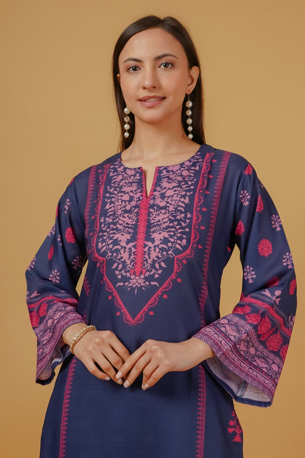 Navy & Pink Printed Lawn Cotton Co-ord Set