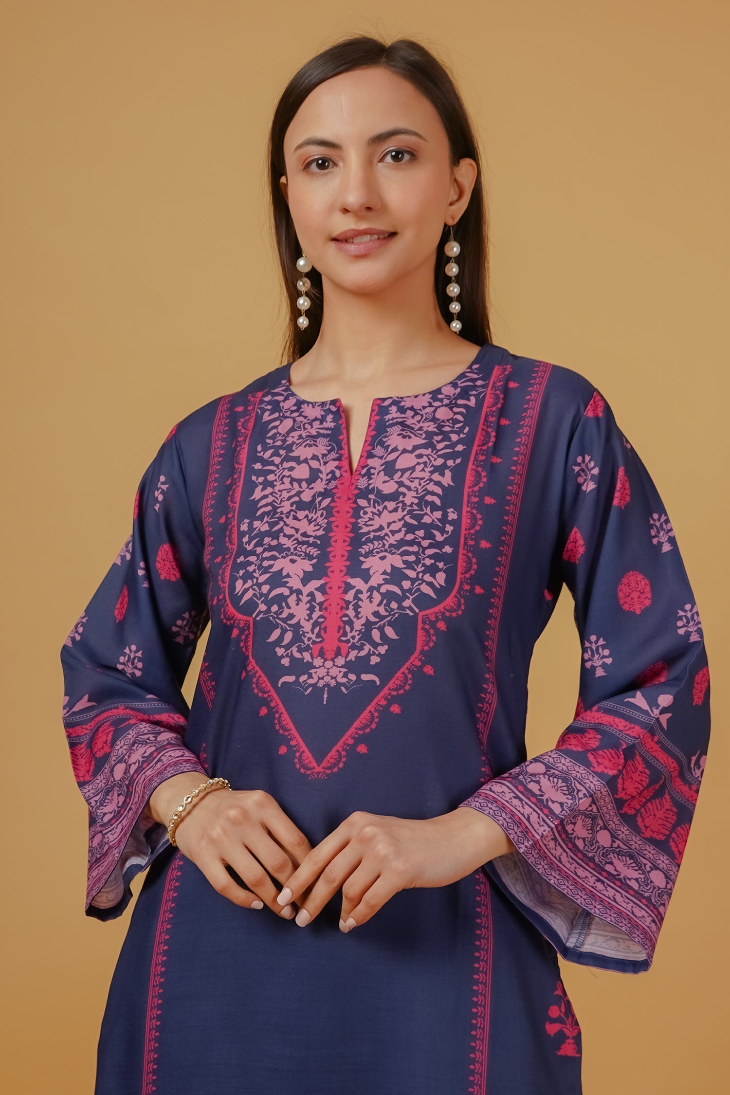 Navy & Pink Printed Lawn Cotton Co-ord Set