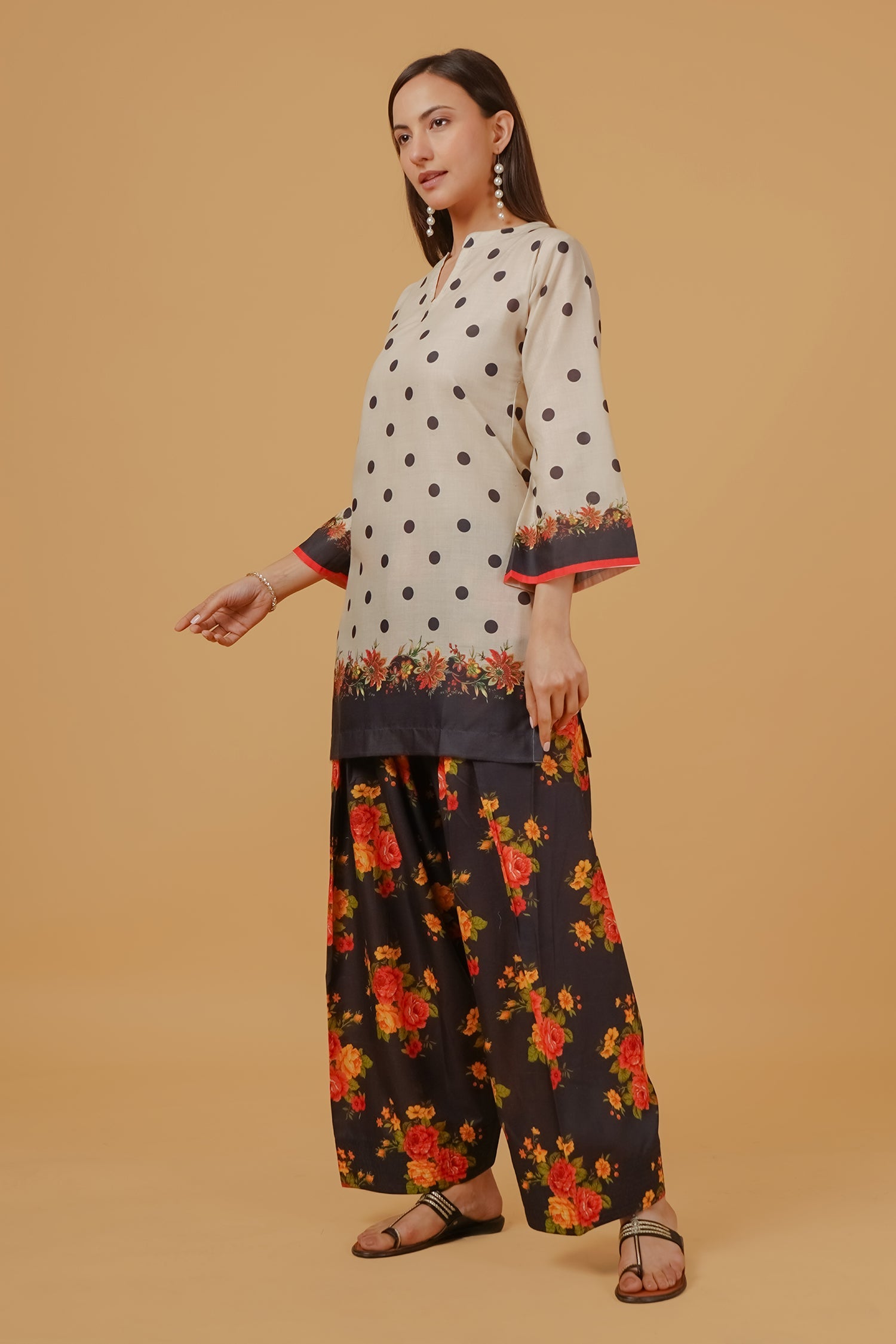 Akshita rohilla In Ivory Polka Floral Printed Lawn Cotton Co-ord Set