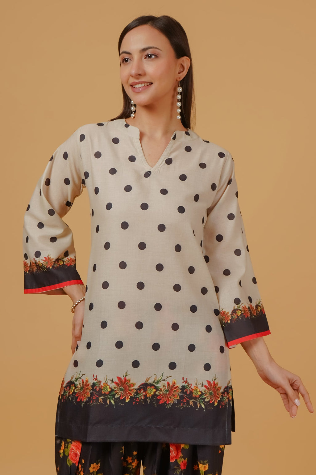 Akshita rohilla In Ivory Polka Floral Printed Lawn Cotton Co-ord Set