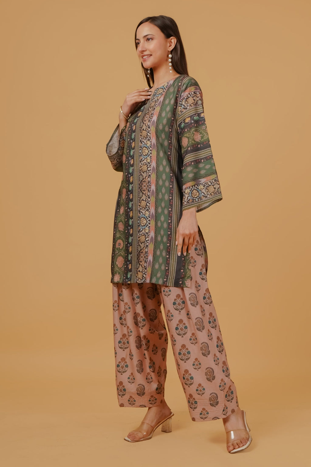 Forest Green Printed  Lawn Cotton Co-ord Set