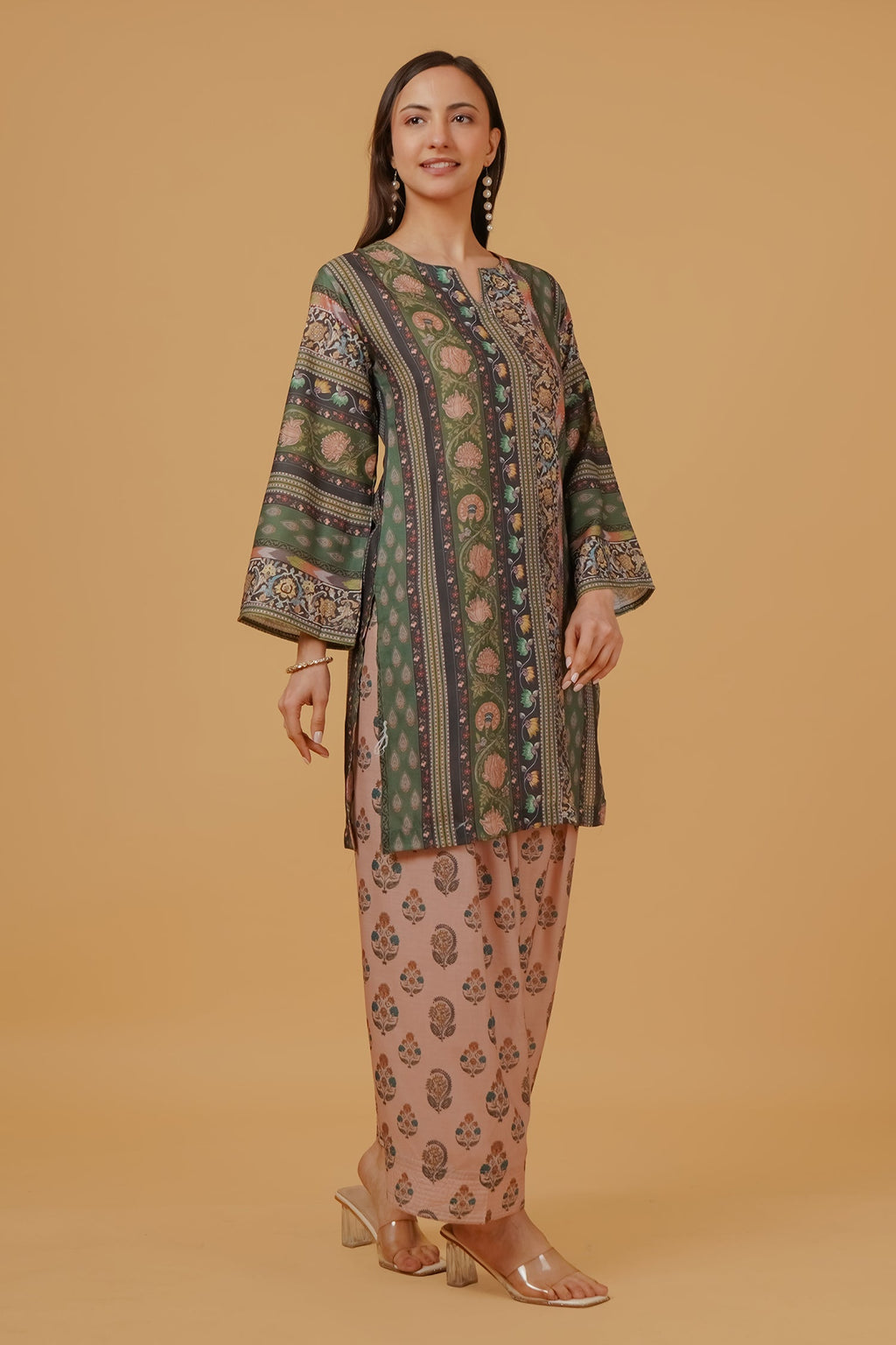 Forest Green Printed  Lawn Cotton Co-ord Set