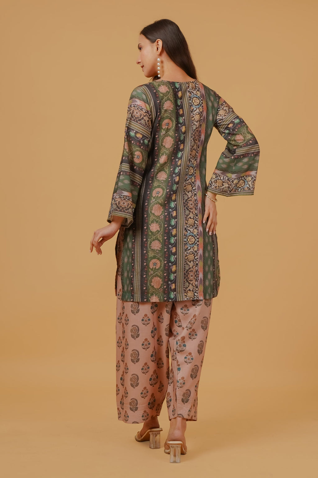 Plus Size - Forest Green Printed  Lawn Cotton Co-ord Set