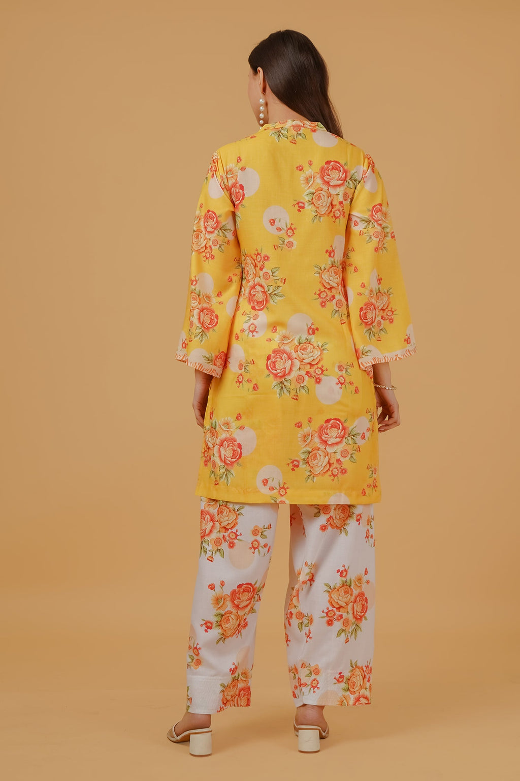 Yellow Floral Printed  Lawn Cotton Co-ord Set