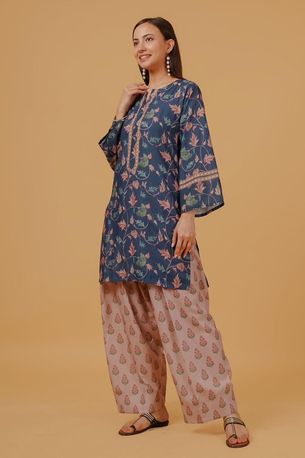 Teal Floral Printed  Lawn Cotton Co-ord Set