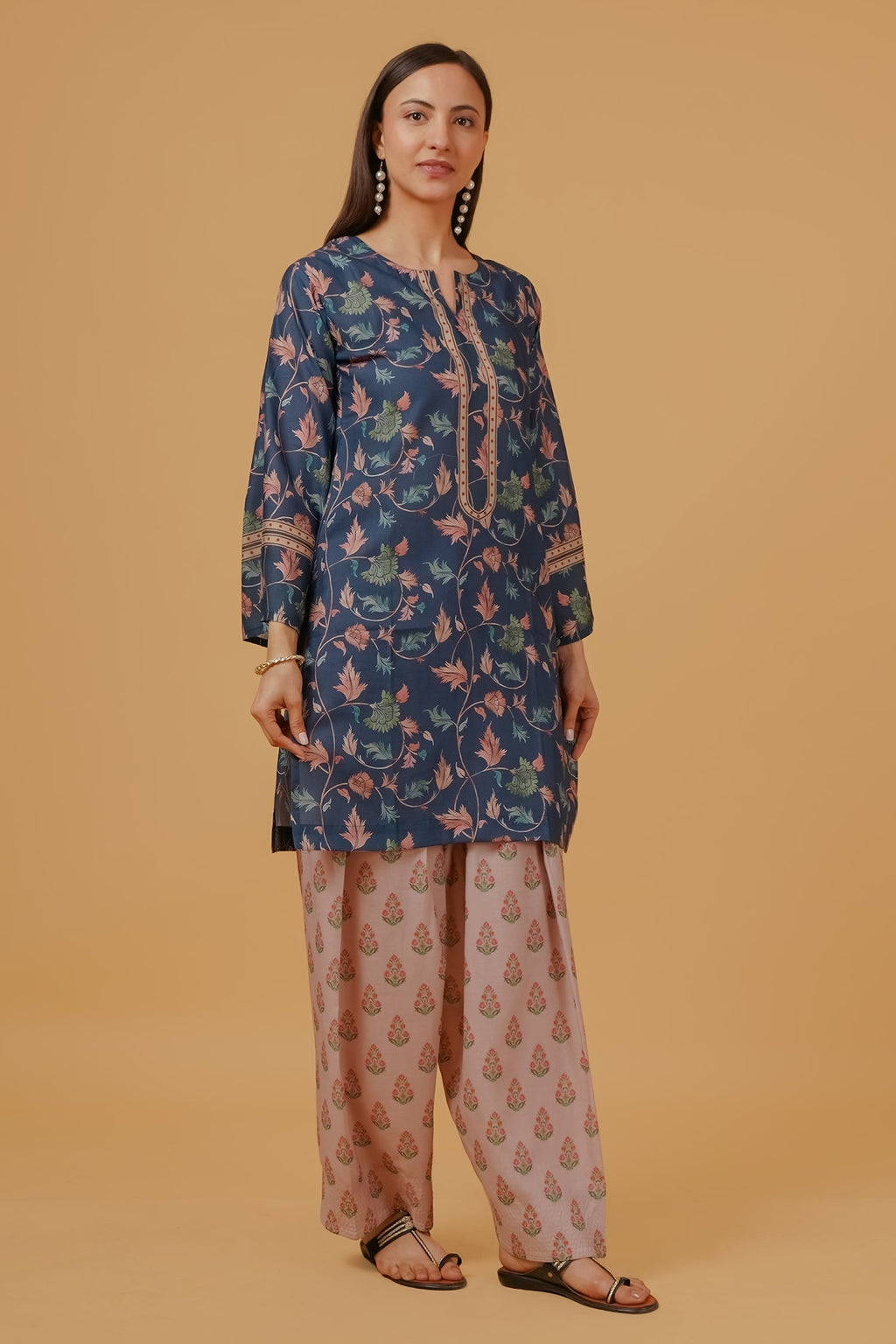Teal Floral Printed  Lawn Cotton Co-ord Set
