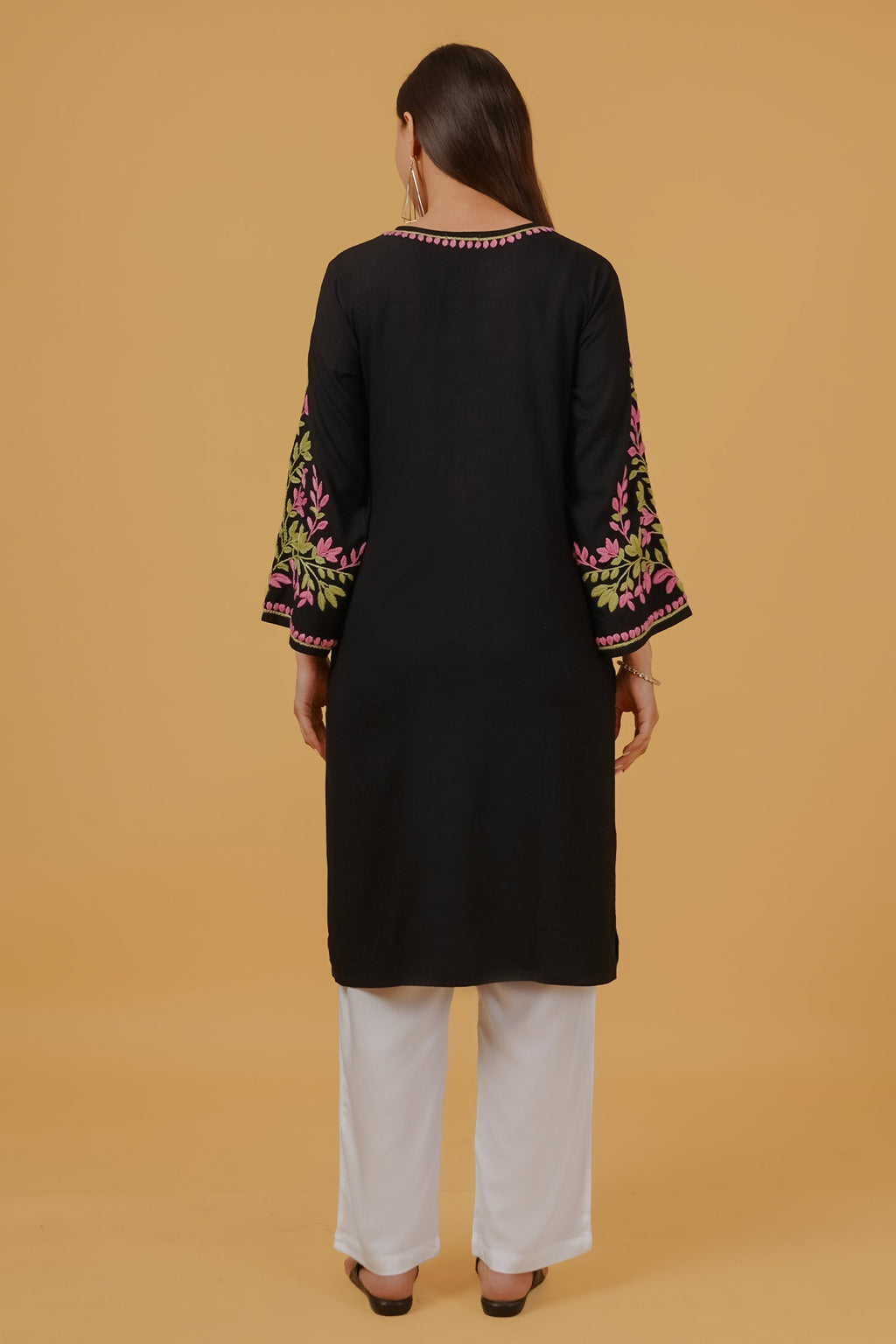 Rayon Chikankari Embroidered Kurta In Rayon - Black