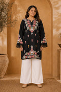 Plus Size - Falak Kashmiri Long Kurta - Black