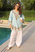 Priyanka x HOK in Cotton Kashmiri Aari Short Kurta - Light Blue