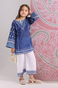 Kids Navy Blue Printed Lawn Cotton Co-ord Set