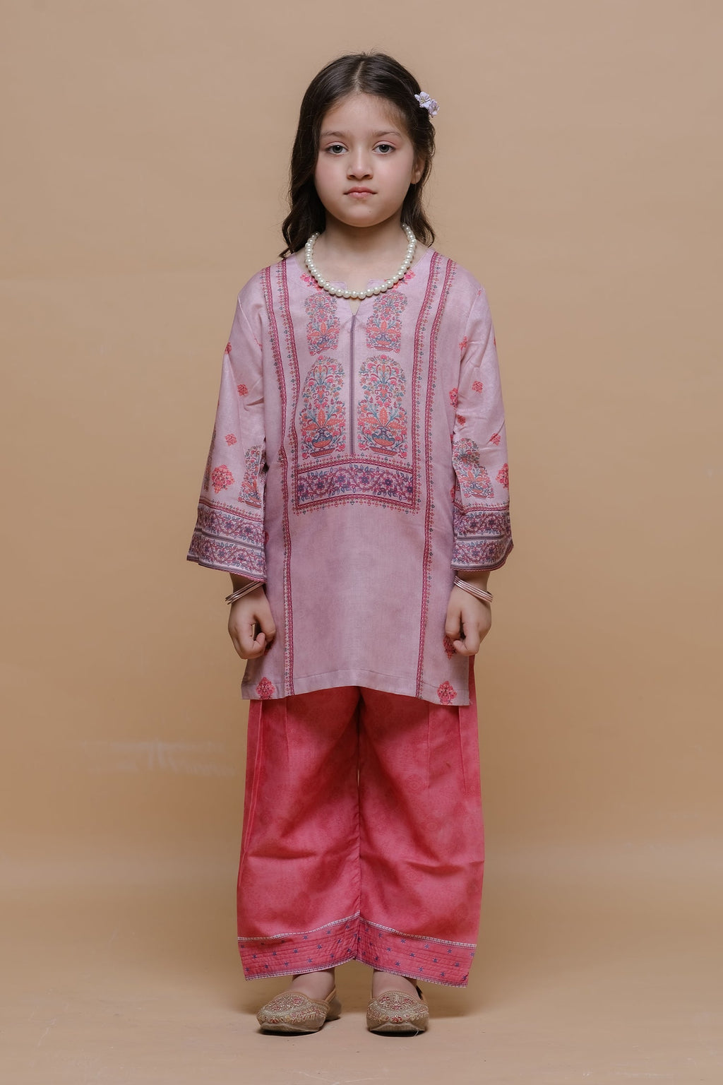 Kids Pink Printed Lawn Cotton Co-ord Set