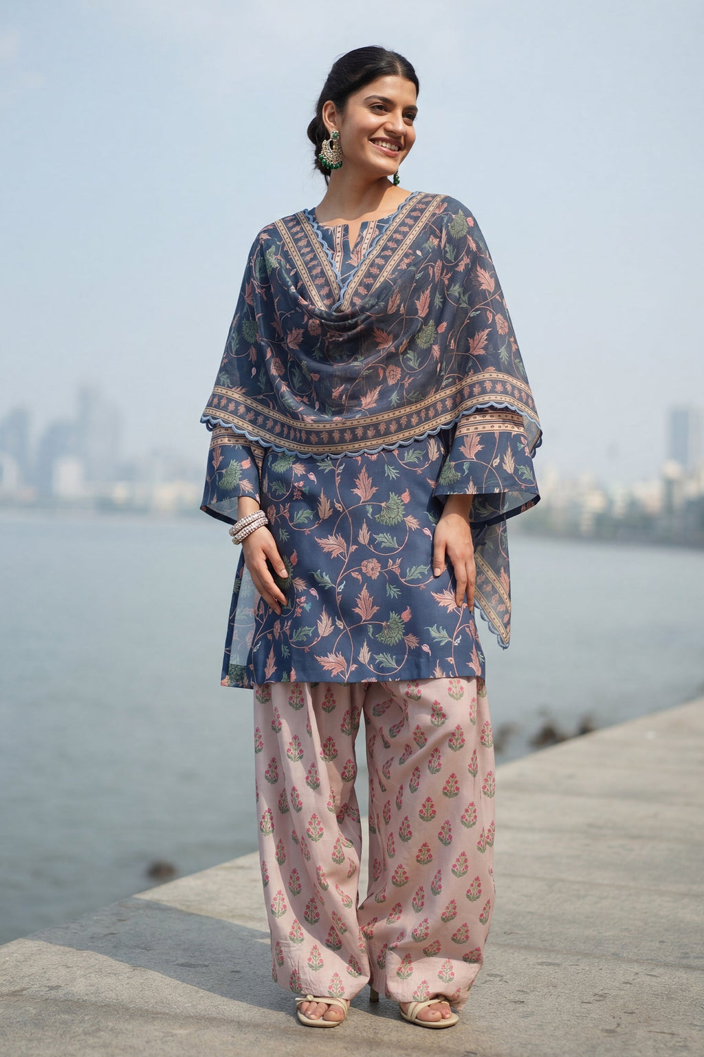 Teal Floral Printed  Lawn Cotton Co-ord Set