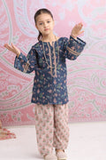 Kids Navy Floral Printed Lawn Cotton Co-ord Set