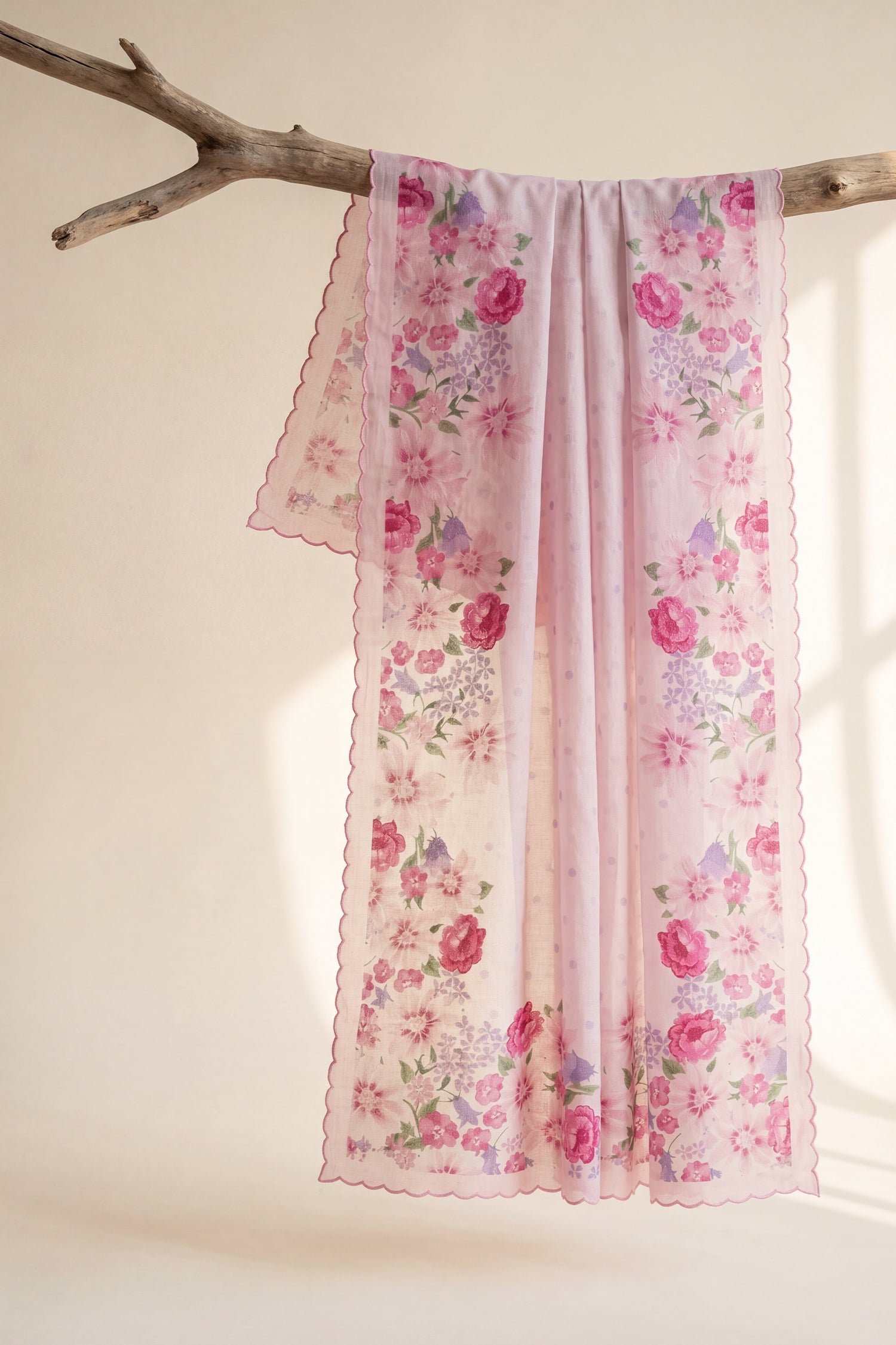 Blush Pink Printed Lawn Cotton Co-ord Set with Farsi Pants