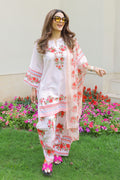 Priyanka x HOK in Blush Pink Floral Printed Lawn Cotton Co-ord Set with Farsi Pants