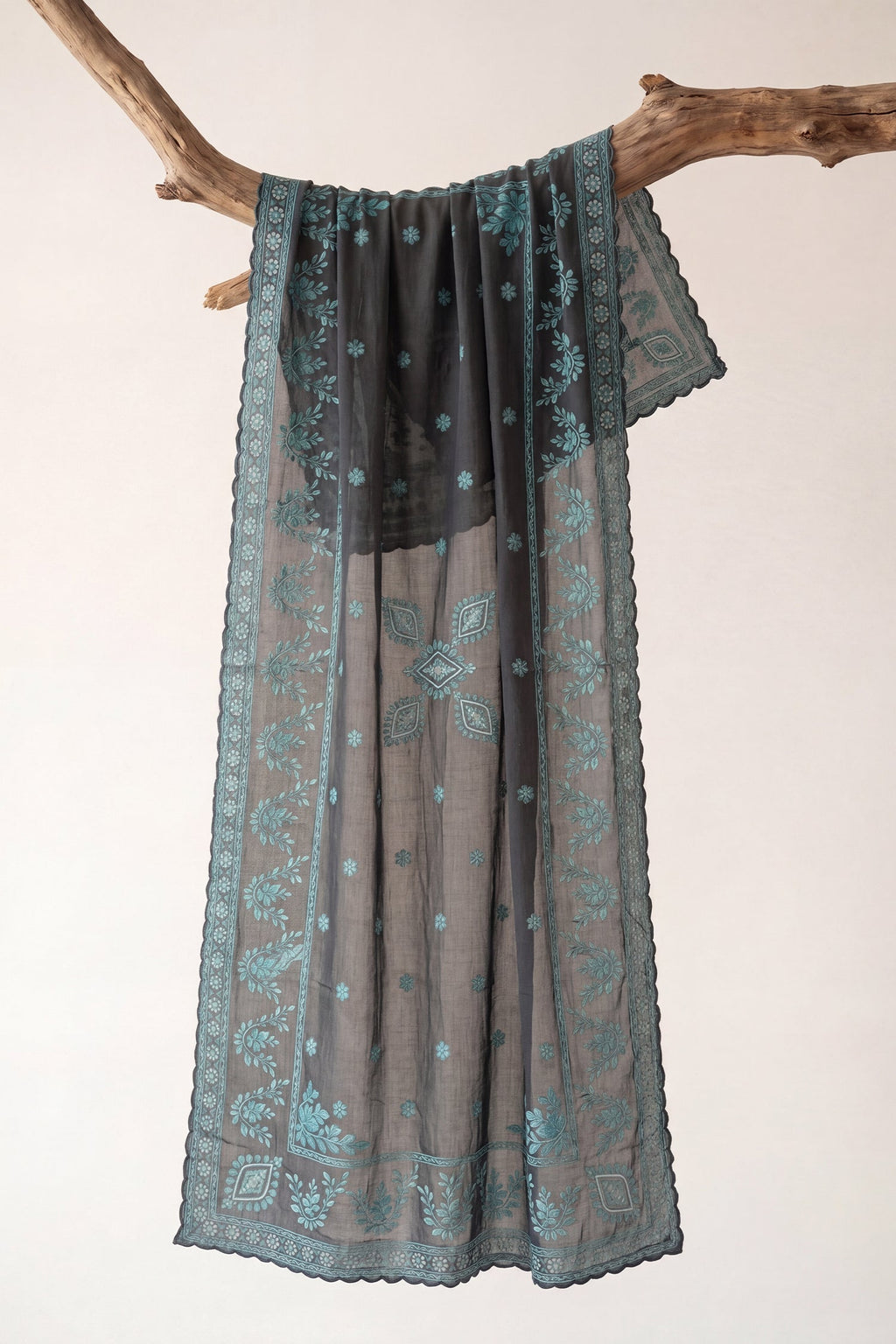 Fiza malik In Black & Teal Printed Lawn Cotton Co-ord Set with Farsi Pants