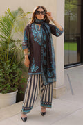 Priyanka x HOK in Black & Teal Printed Lawn Cotton Co-ord Set with Farsi Pants