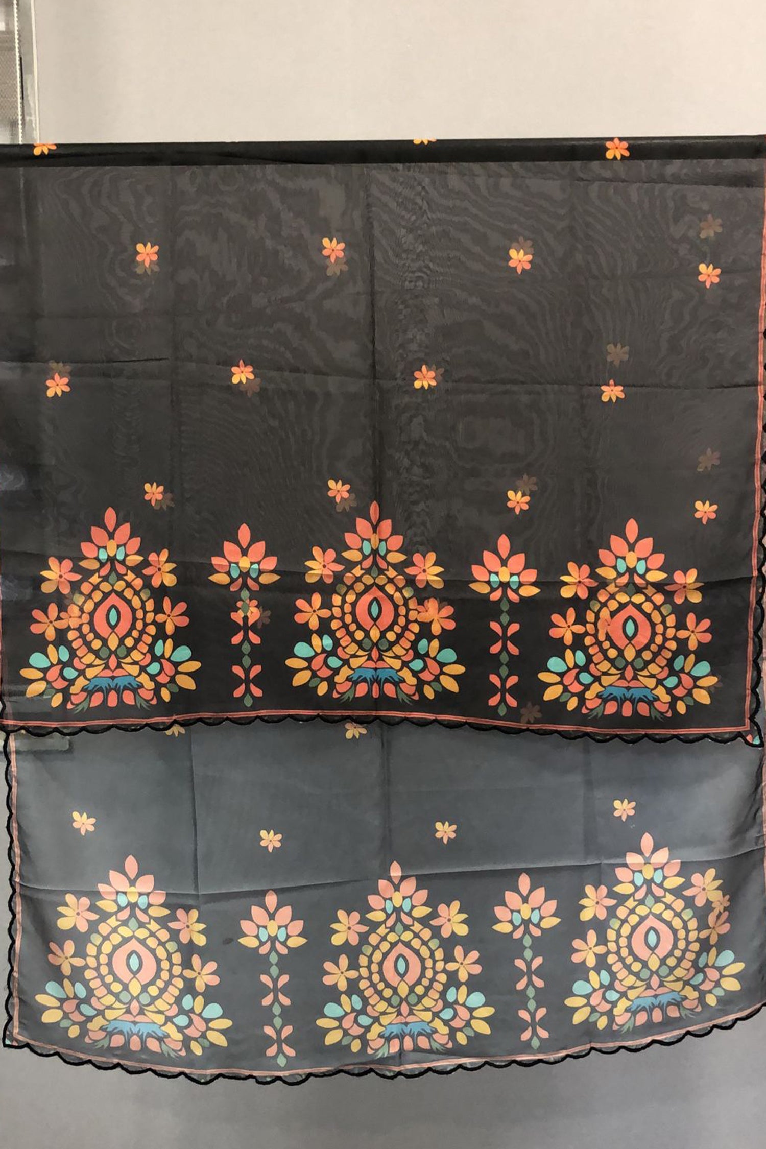 Plus Size - Black Multicolour Printed Lawn Cotton Co-ord Set with Farsi Pants