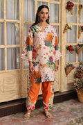 Pashmina Printkari Coord Set with Straight Bottoms – Beige & Rust