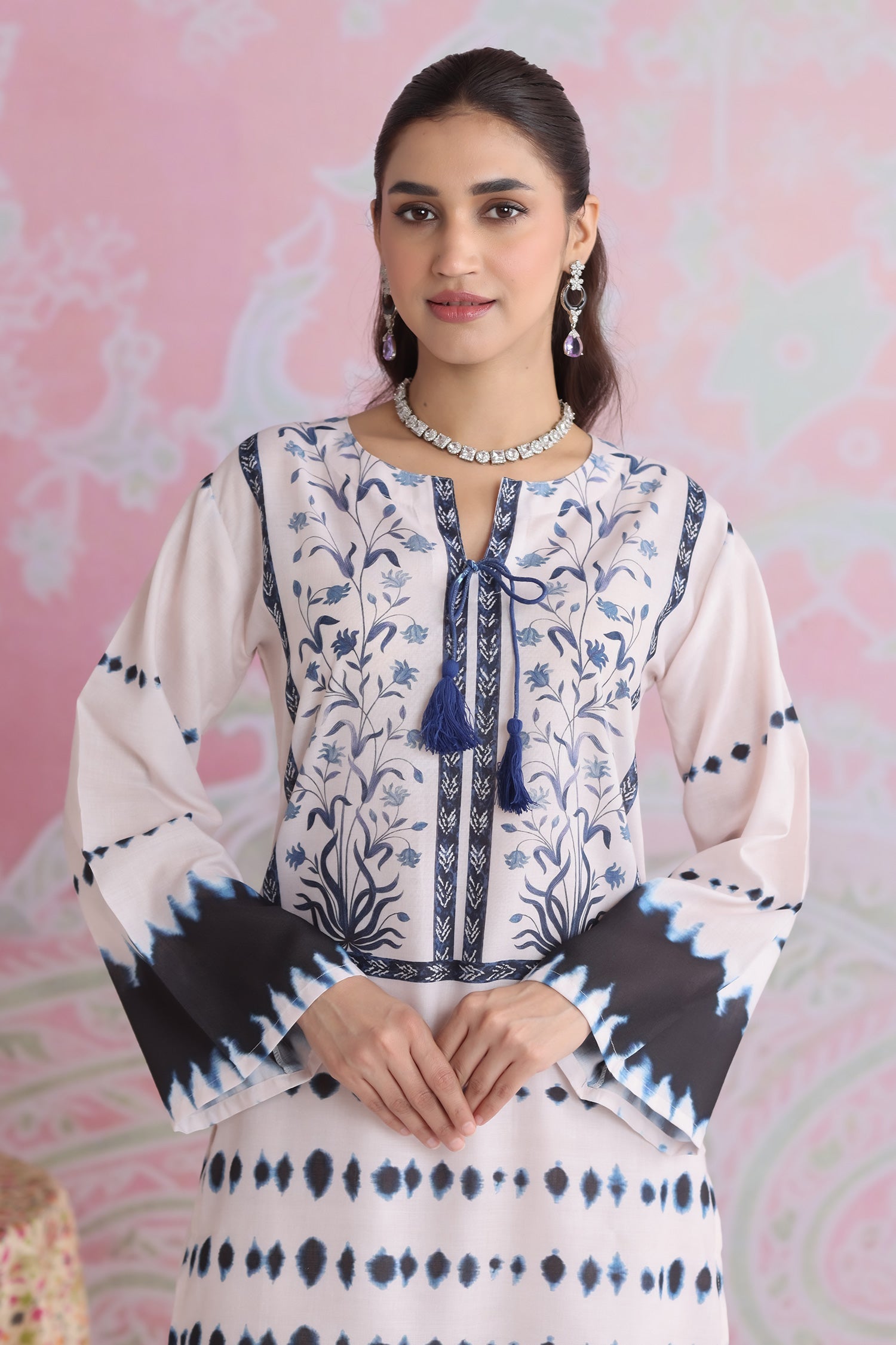 Ivory & Indigo Printed Lawn Cotton Co-ord Set with Straight Pants