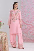 Blush Pink Printed Lawn Cotton Co-ord Set with Farsi Pants