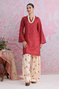 Red Printed Lawn Cotton Co-ord Set with Farsi Pants